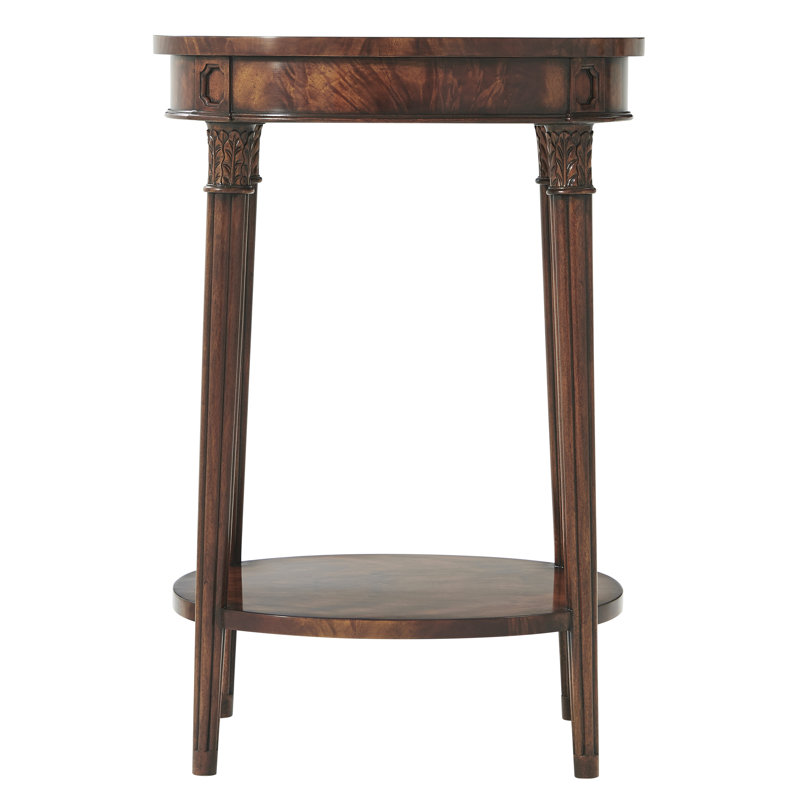 Oval Brown Solid Wood Essential End Table with Shelf