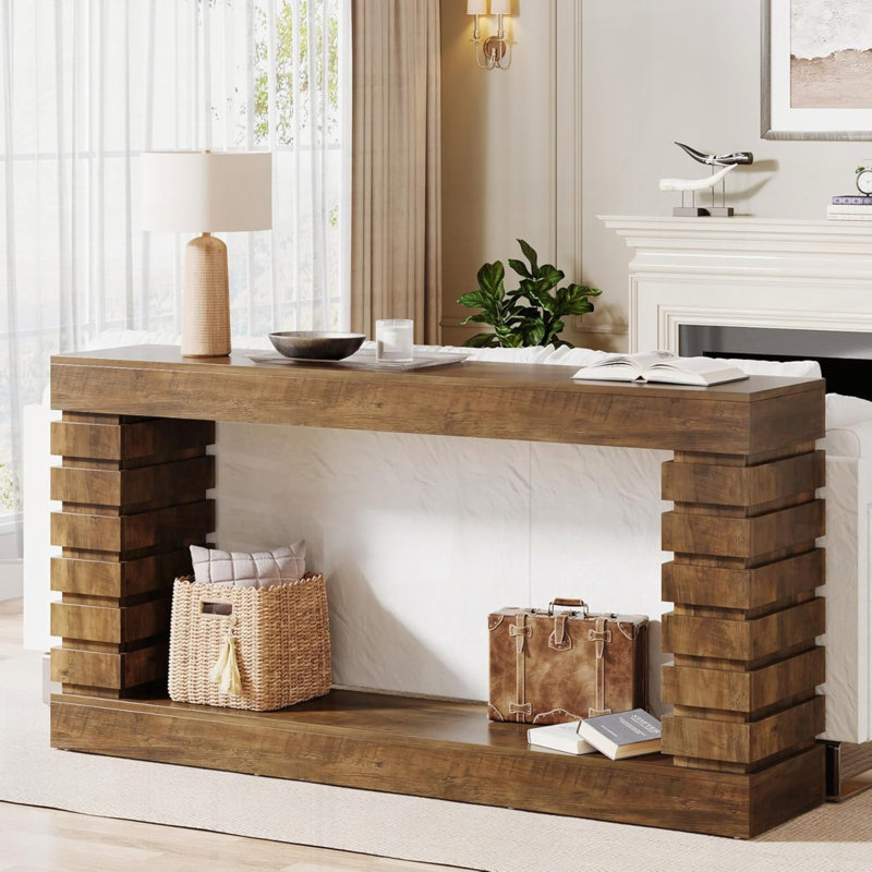 Console en bois avec rangement peu encombrant