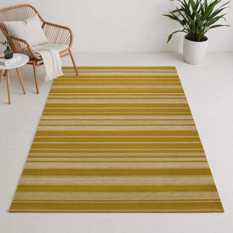 Tapis intérieur / extérieur brun HorizontalStripes, Rectangulaire 3 pi x 5 pi