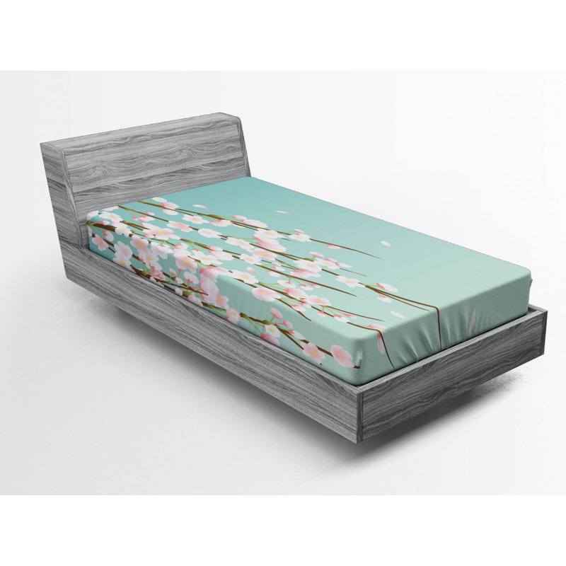 Microfiber Floral Fitted Sheet, Twin Fitted Sheet