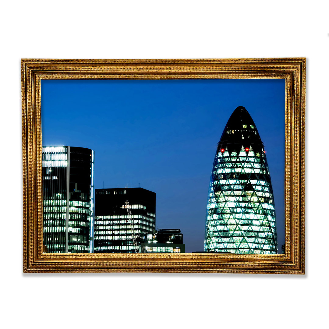 London Gherkin Night Lights Gerahmter Druck