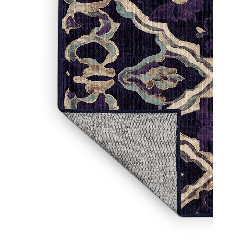 Machine Washable Purple Area Rug, Rectangle 2' x 3'