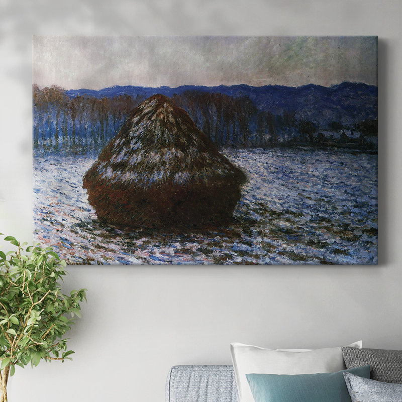 Haystacks [2] by Monet-Gallery Wrapped Canvas, 18" H x 27" W