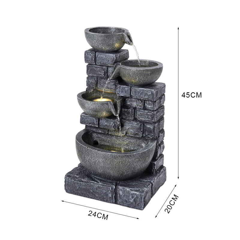 Plimpton Weather Resistant Floor Fountain with Light