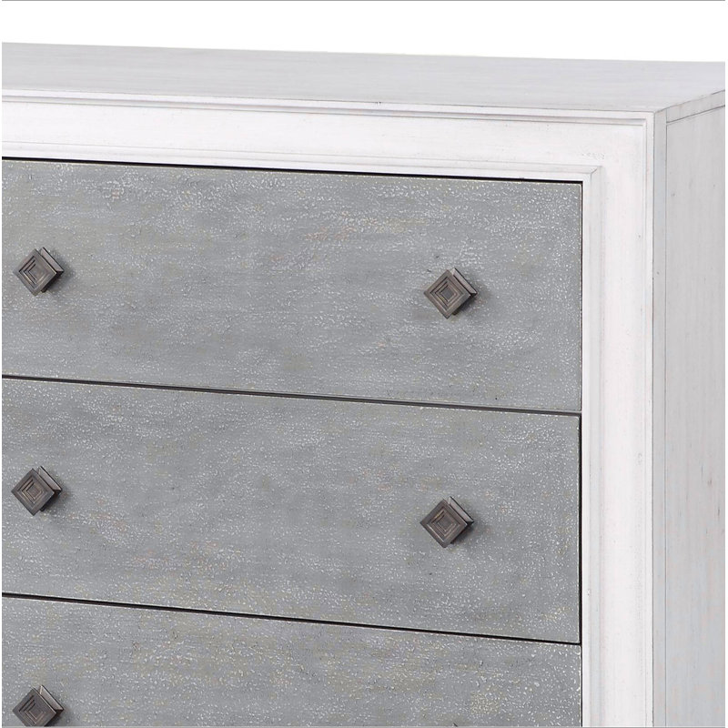 Commode Katia gris rustique et blanc vieilli