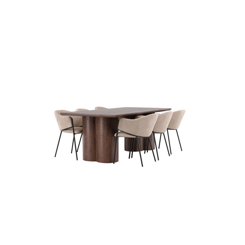 Ronneshia 6 - Person Dining Set, Brown