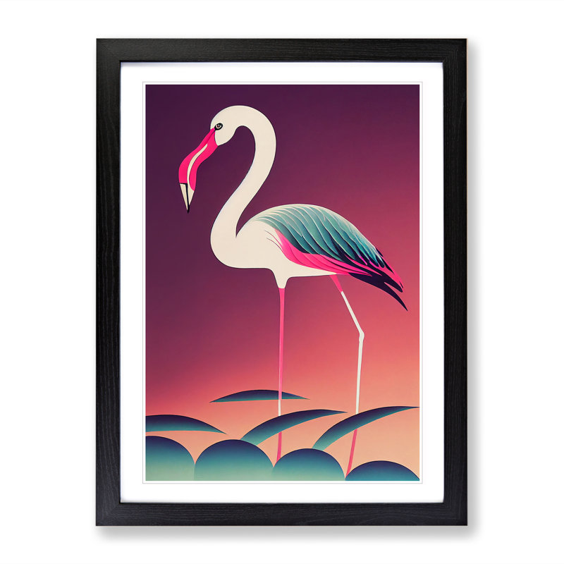 Flamingo - Single Picture Frame Print, Black Framed, 64cm H x 46cm W x 2cm D