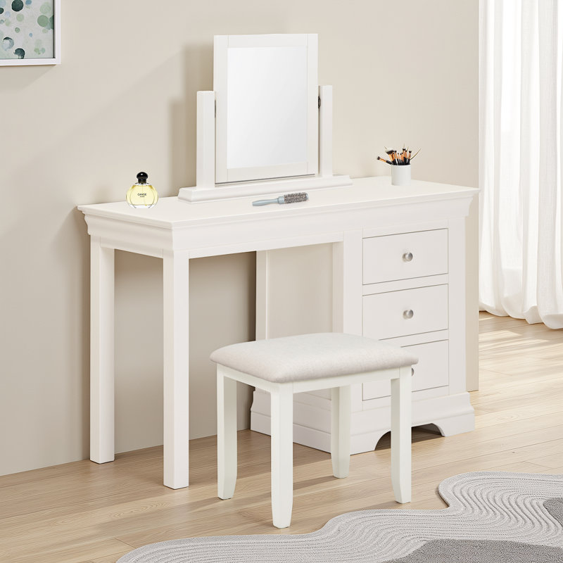 Melchior Dressing Table / Vanity Stool, Pebble Grey