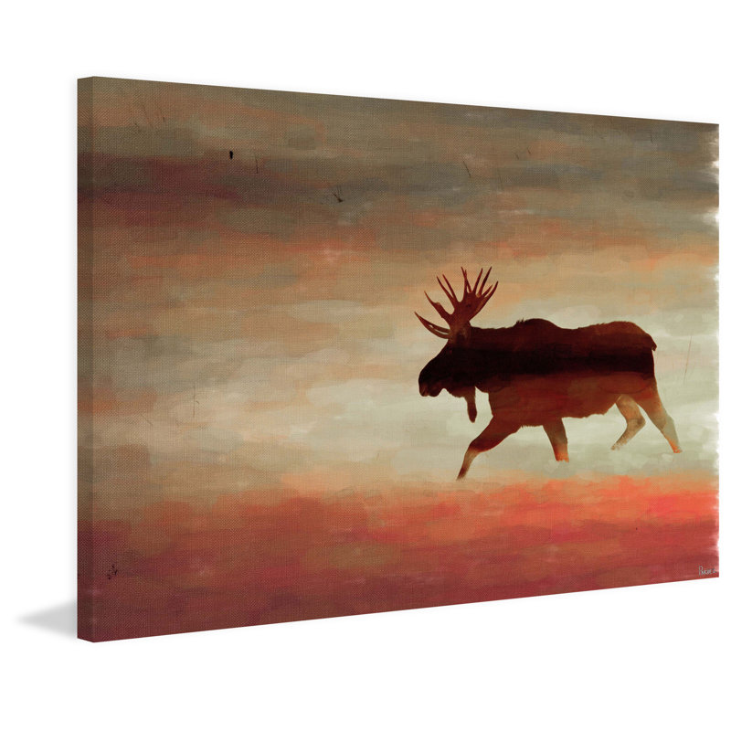 « moosehead » par parvez taj,, reproduction de peinture à l’aquarelle sur toile tendue, H 24 po x l 36 po x P 1,5 po