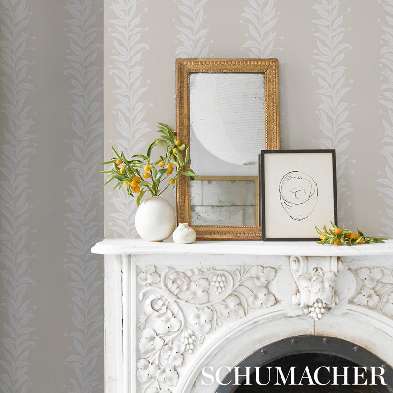 Schumacher x Marian Mcevoy Tendril Stripe Wallpaper, Natural