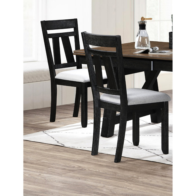 Chaises de salle à manger transitionnelles 2 pièces, gris anthracite blé