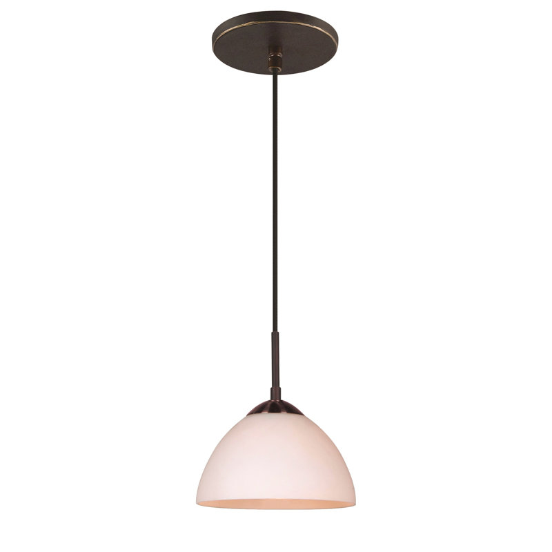 Luminaire suspendu en forme de dôme à 1 lumière Espalda, Opale, Bronze moyen