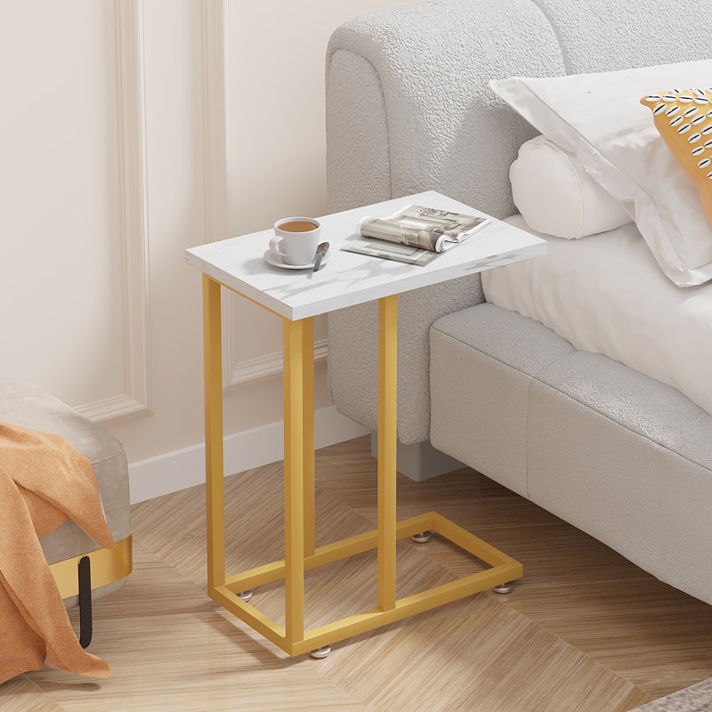 Camillie 24'' Tall C Table End Table, White Top/Gold Base