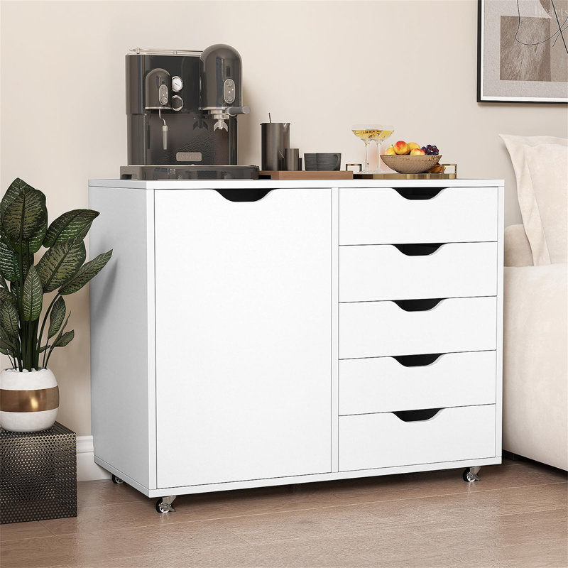 78cm Wide 5 -Drawer Mobile File Cabinet, White