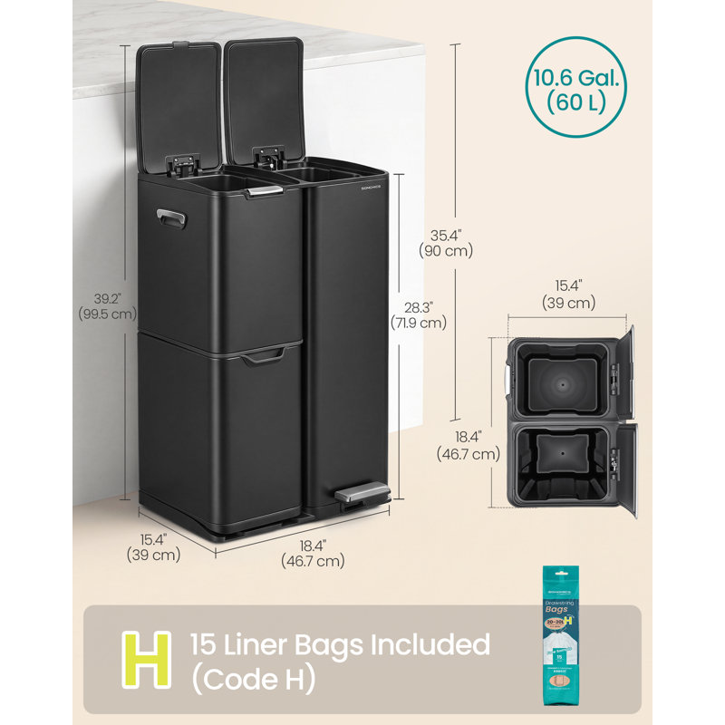 Recycling Bin - 50 L, Black