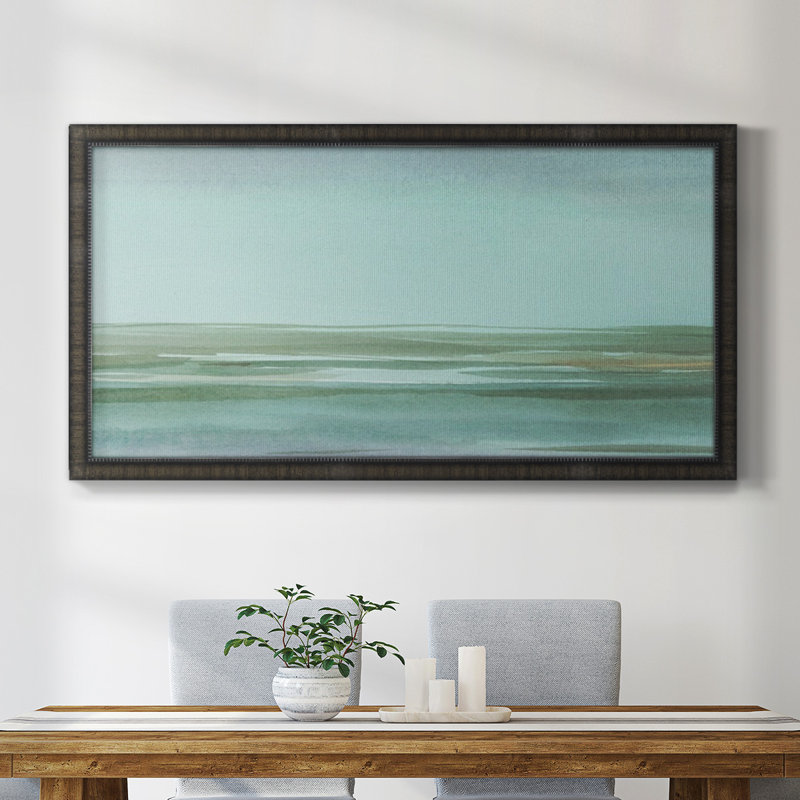 Toile encadrée de qualité supérieure Aqua Reflections II - prête à être accrochée, Noir, H 25 po x l 45 po x P 1 po