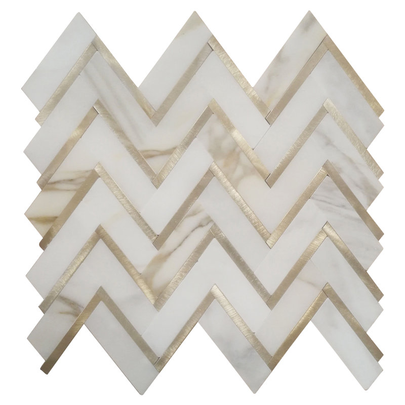 3" x 4" Marble Chevron Mosaic Wall Tile