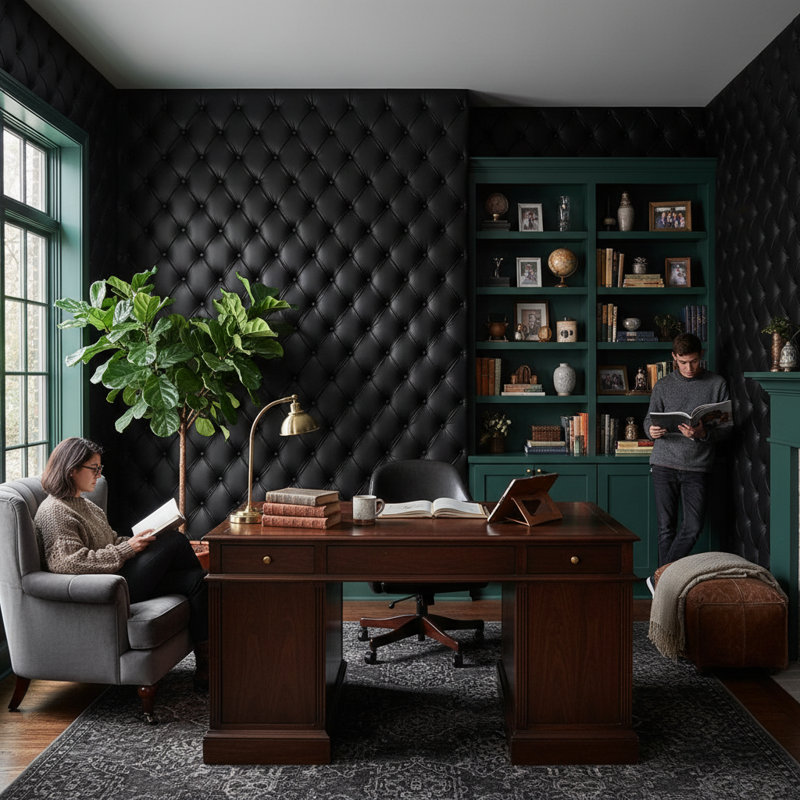 Tufted Wallpaper Leather Geometric Wall Mural