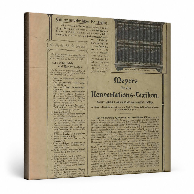 Meyers Groverses Konversations-Lexikon, publicité sur toile carrée