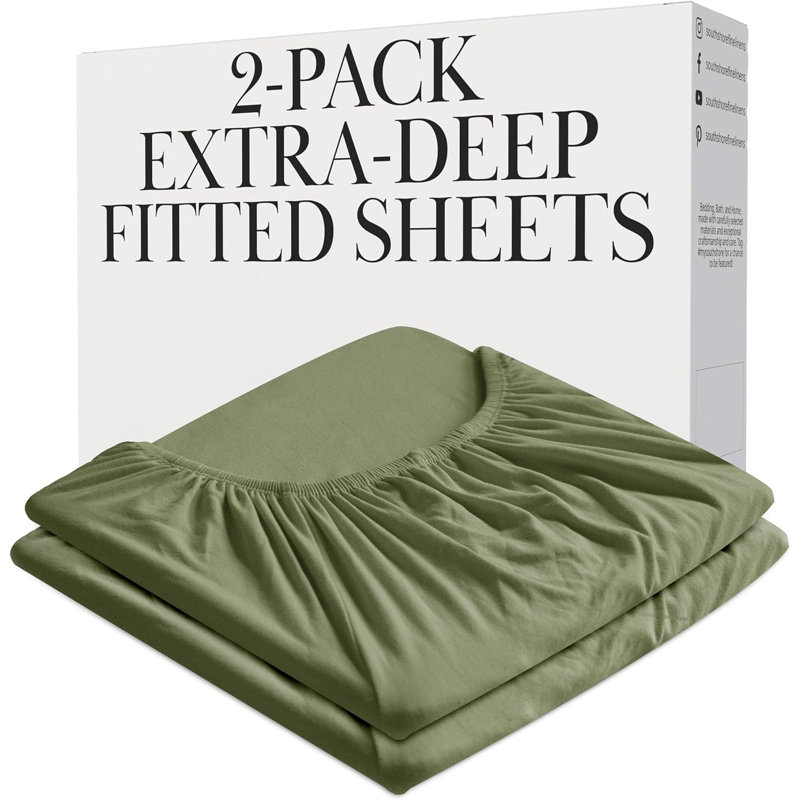 Ensemble de draps-housse en lin vert sauge Southwest Fine Linens, 2 Draps-housse: 60 po x 80 po, Vert sauge
