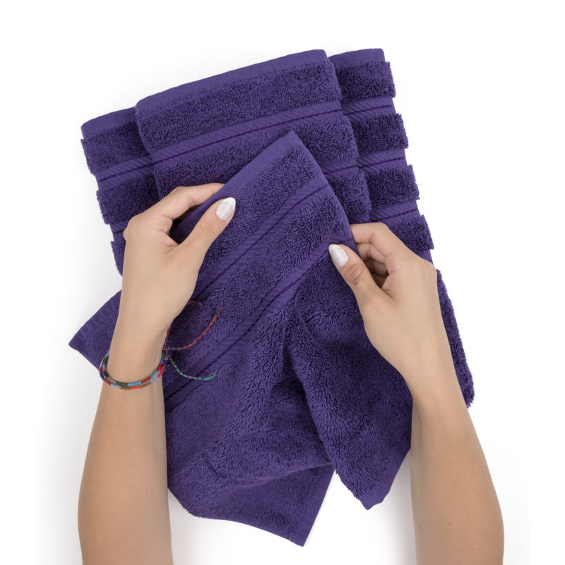 Edison 100% Turkish Cotton Quick-Drying Bath Towels (Set of 4), Purple