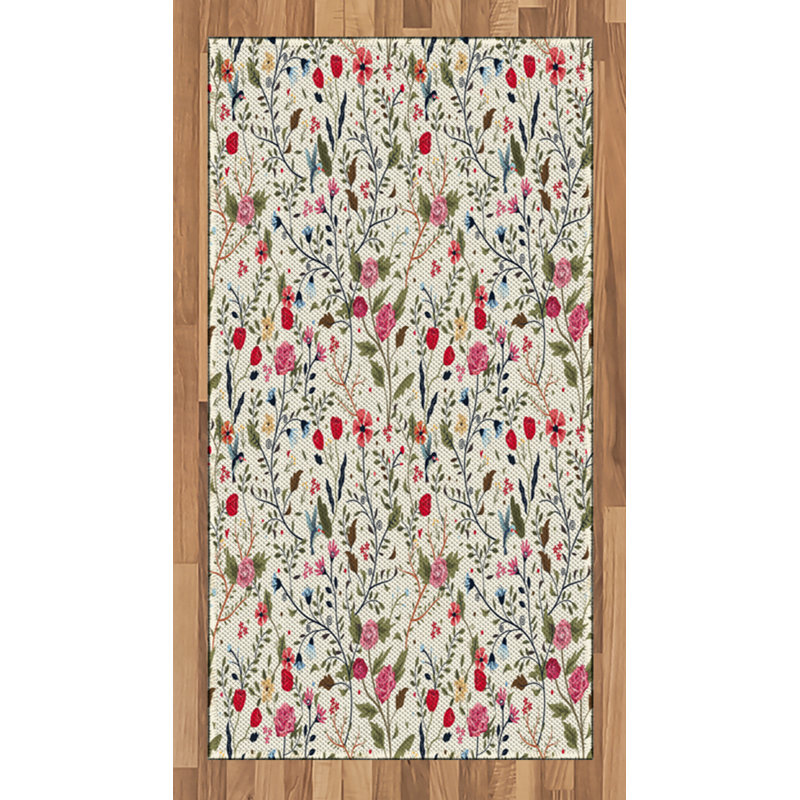 Floral High Density Long Fiber Poly Threads Decorative Area Rug Carpet, Rectangle 2'7" x 5'