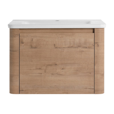 28'' Bathroom Vanity With White Ceramic Sink, 1 Door, 45 Hidden Handles, Smooth Surface Plywood Vanity, 3 Hinges, For
