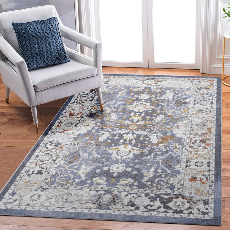 Collection Blue/Traditional Non-Shedding Living Room Bedroom Dining Home Office Stylish And Stain Resistant Area Rug
