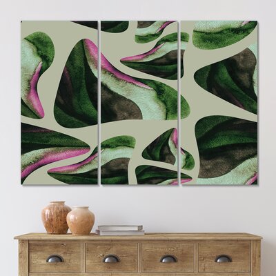 Abstract Dark Green Organic Elements I - Modern Canvas Wall Art Print in , Green/Pink/Black -  East Urban Home, 9516FC0D84534746889943AC43FAB3C6