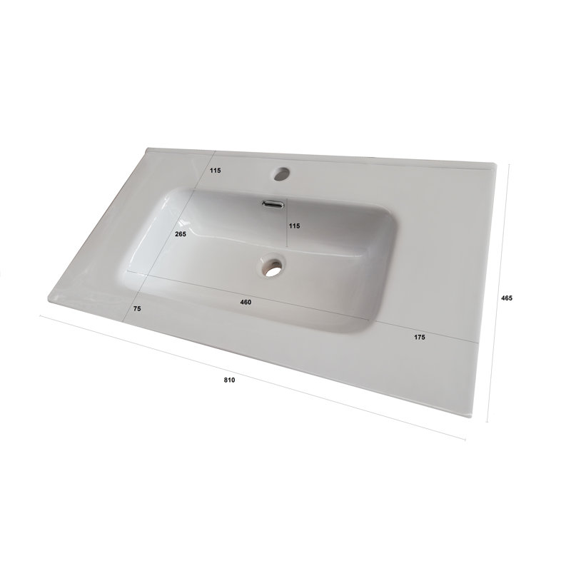Erica 810mm Single Bathroom Vanity with Integrated Ceramic Basin, Dark Oak, Dark Wood