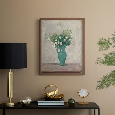 Vintage Floral Print LV Framed Print - Solid Wood
