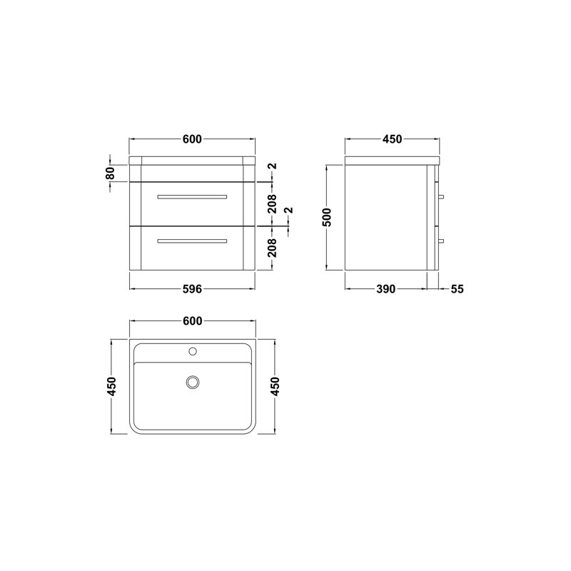 Solar 600mm Single Bathroom Vanity with Integrated Vitreous China Basin, Fern Green