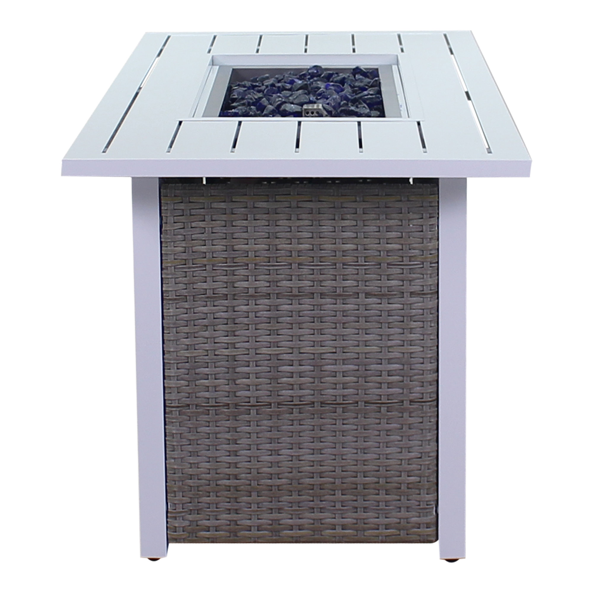 Courtyard Casual Furniture Santa Fe Rectangle Propane Fire Pit With 18 ...