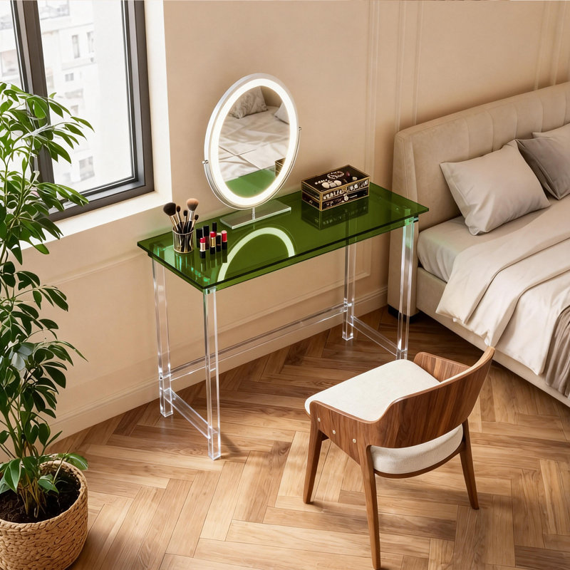 Bureau transparent en acrylique, bureau d'ordinateur personnel, table en acrylique, Green