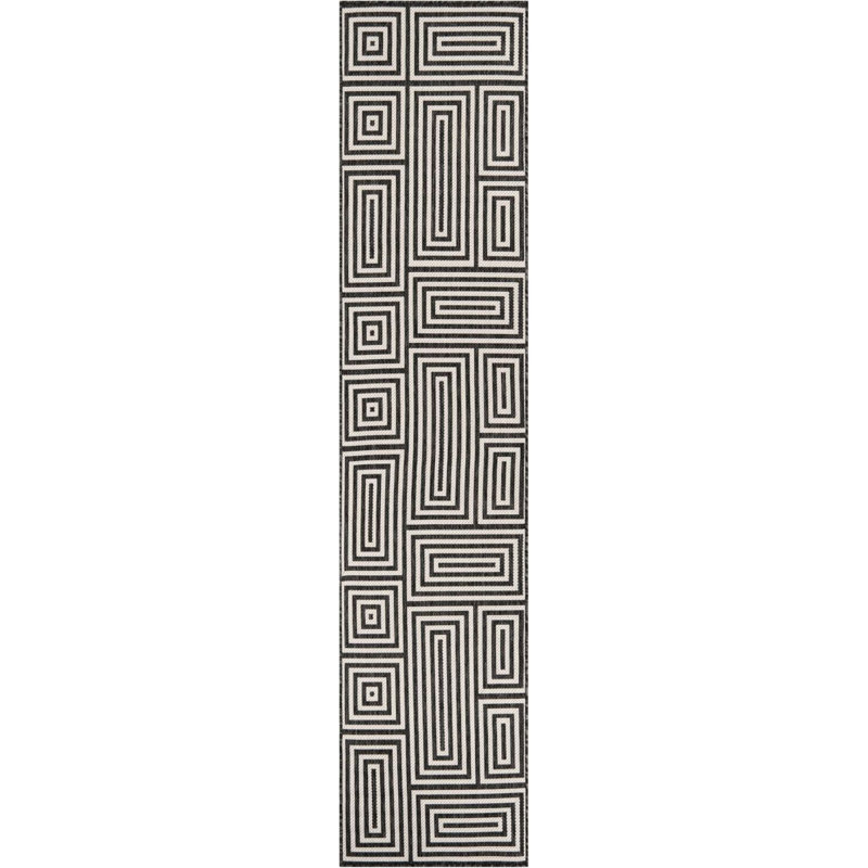 Tapis contemporain noir et blanc Bello, Tapis de couloir 2 pi 7 po x 12 pi