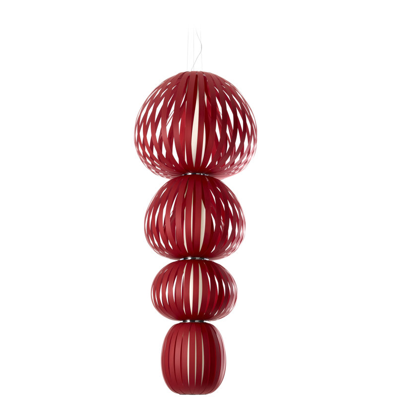 Totem 1 - Light LED Pendant, Natural Cherry, 2700K LED, 90.9" H x 33.9" W x 33.9" D