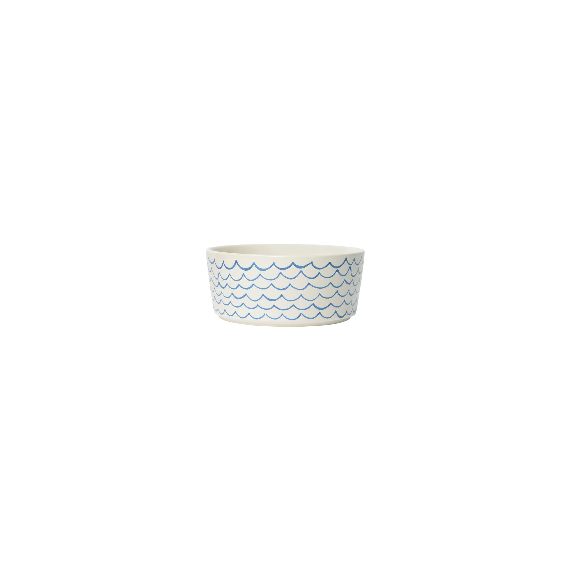 Sketched Wave Ceramic Dog Bowl, Large (8 cups / 64 fluid oz), 3.25" H, Blue Wave
