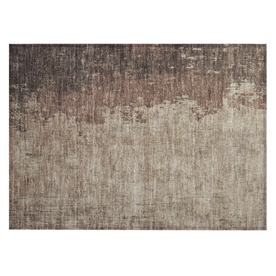 Machine Washable Indoor/Outdoor Xhevrie Chocolate Rug
