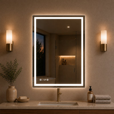 Swarm 24 in. W x 36 in. H Rectangular Frameless LED Wall Bathroom Vanity Mirror