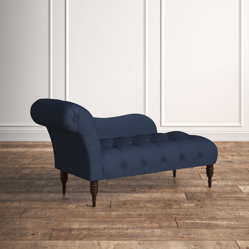 Chaise longue à accoudoirs roulés Angelica, Velours performance encre classique