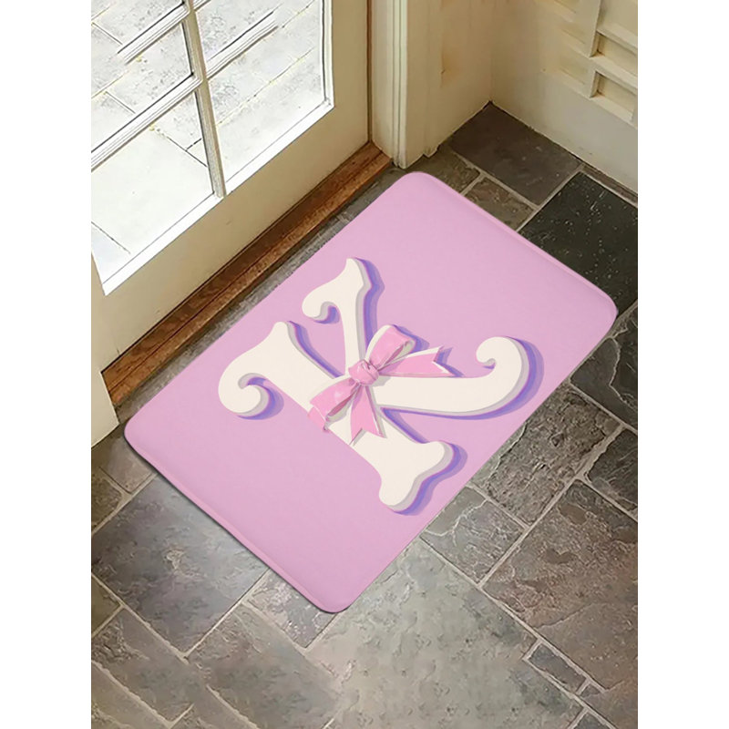 Letter K Bowknot Plush Bath Rug, 36 X 24