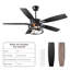 Ventilateur de plafond à 5 pales en bois avec ensemble d'éclairage et télécommande inclus Rasco-328074391