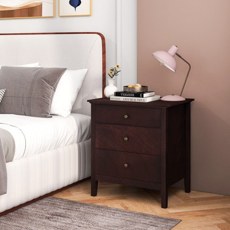 Autry 60cm W Manufactured Wood Bedside Table, Brown
