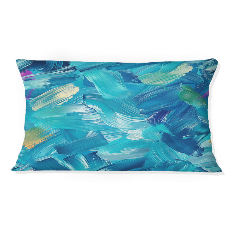 Blue Brush Strokes - Coussin lombaire moderne