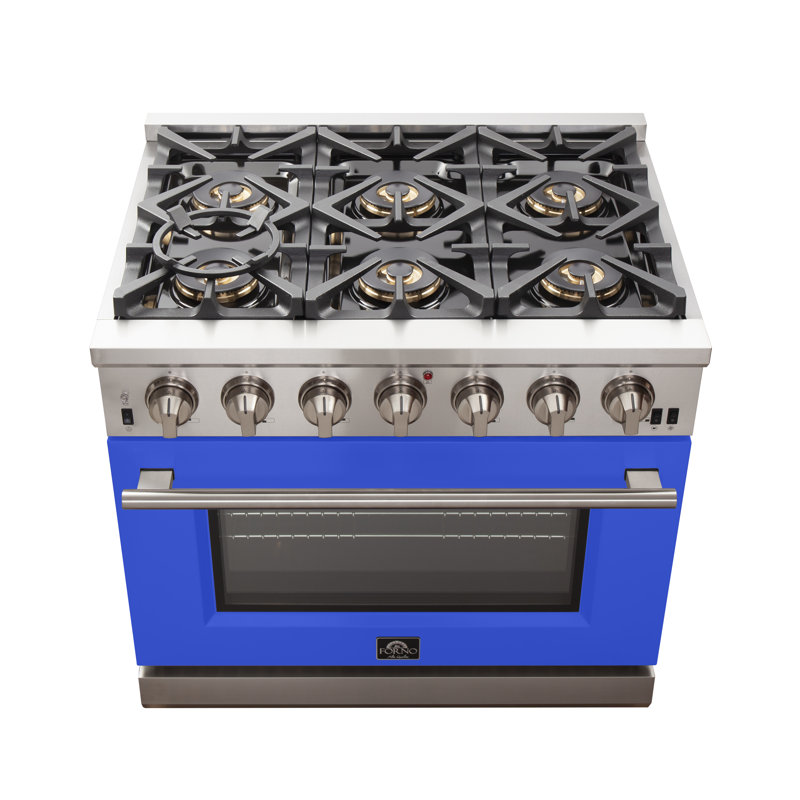 Capriasca 36" 5.32 cu. ft. Freestanding Gas Convection Oven, Blue
