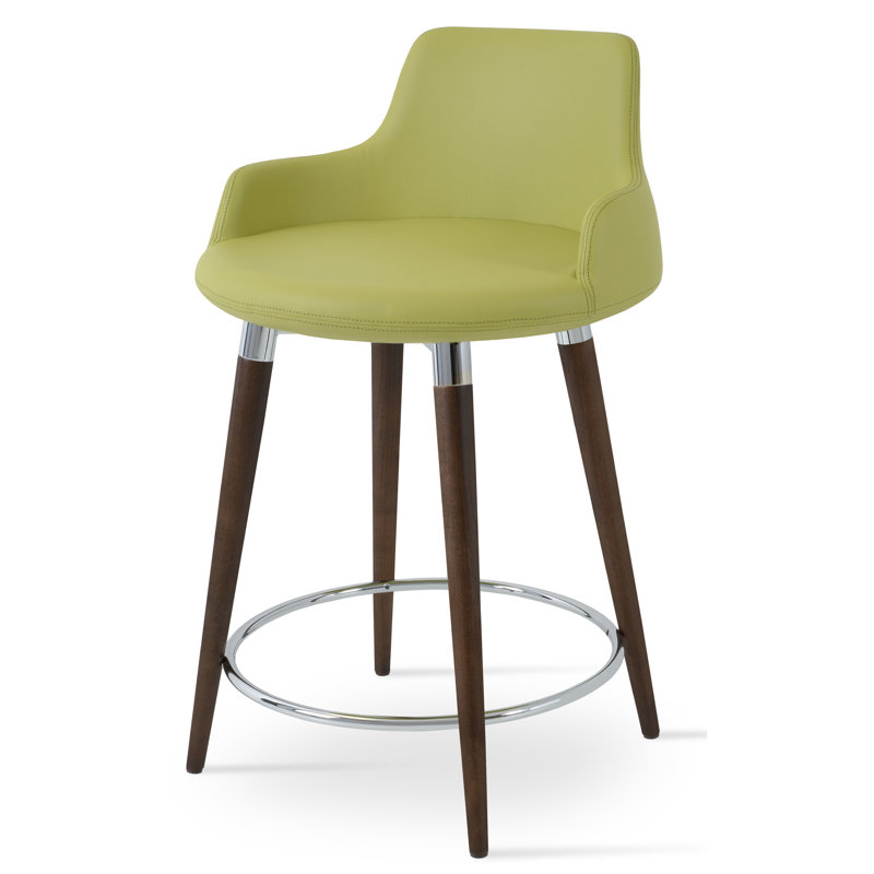 Tabouret de bar et de comptoir Dervish, Noyer, Gris foncé, Tabouret de bar (siège d'une hauteur de 29,5 po)