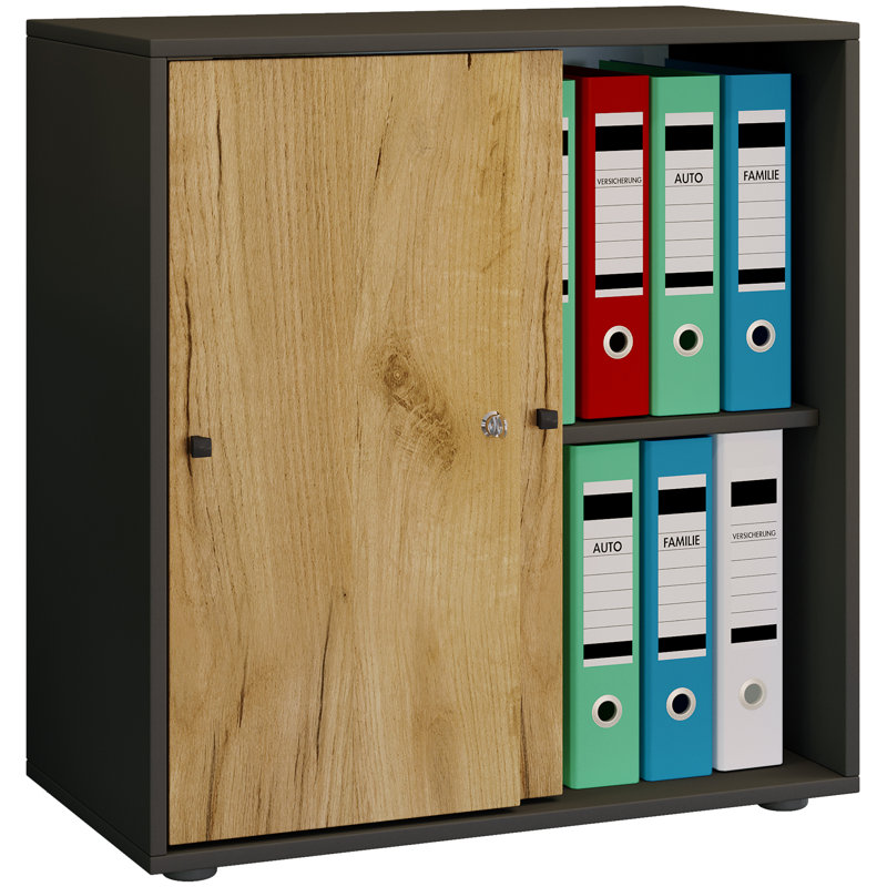 Reshaun Storage Cabinet, Black/Natural