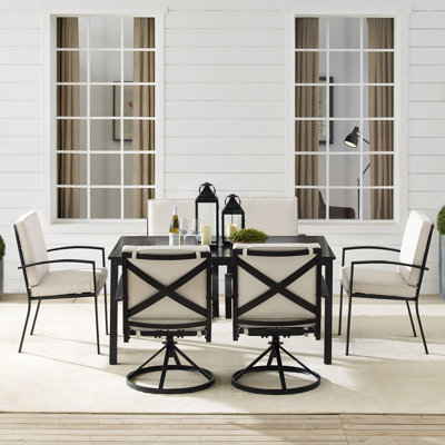 Halles 6 - Person Patio Dining Set with Rectangular Table , Cushions Included