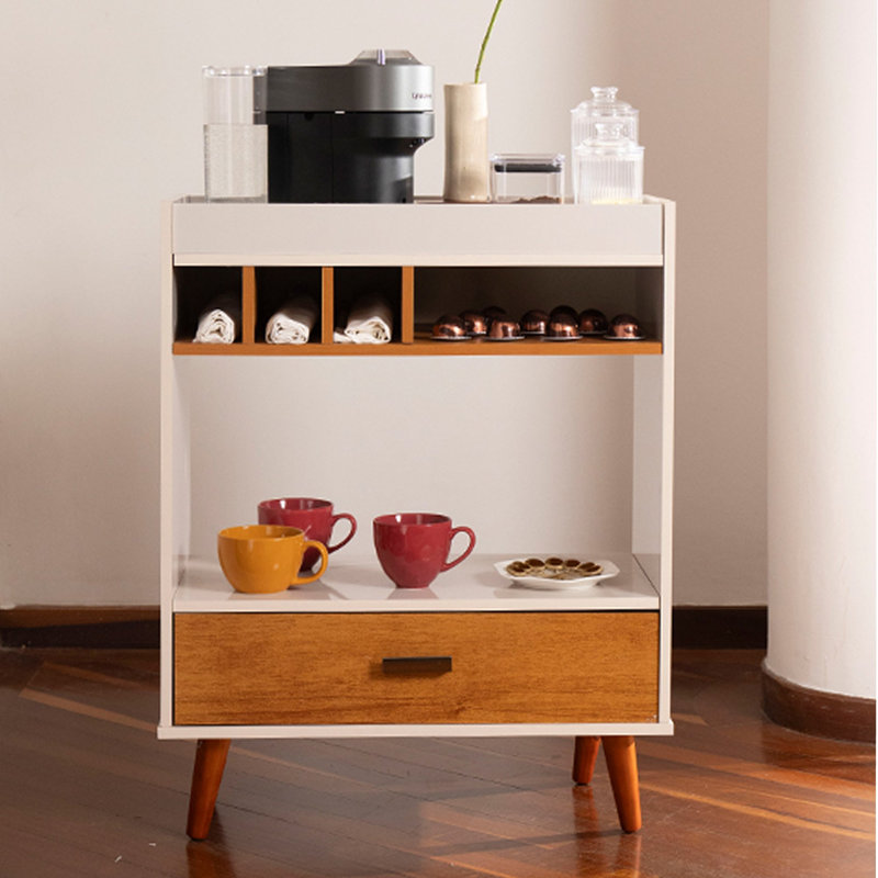 Armoire à vin avec tiroir et étagères ouvertes Boahaus Dublin, Blanc