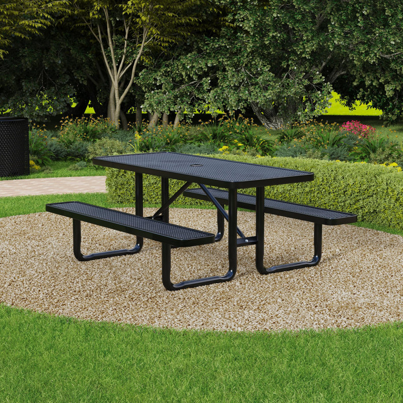 Leisure Craft Standard Outdoor Picnic Table, Black, 72" W
